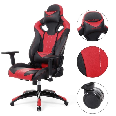 Gamestoel met kantelfunctie en verstelbare armleuningen (rood/zwart)