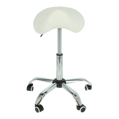 ergonomic saddle stool white front view