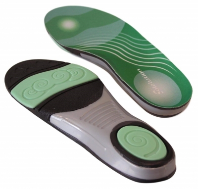 pair of solelution football insoles green witch black