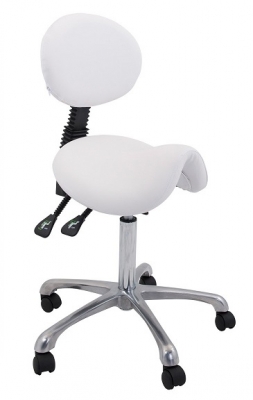 Ergonomische zadelkruk met rugleuning wit