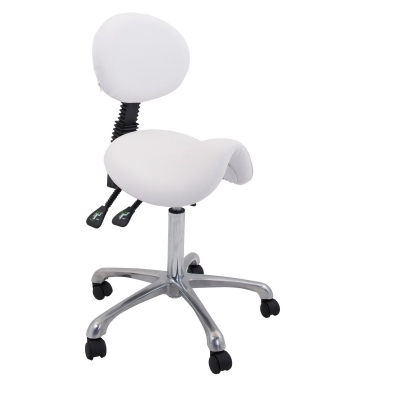 Ergonomische zadelkrukken met rugleuning wit