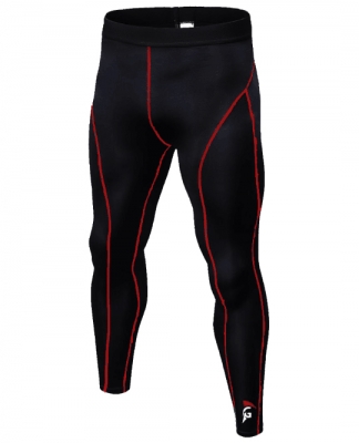 gladiator sports compression tights long black and red front view