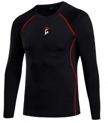 gladiator sports long sleeve compression top black with red front view