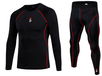 gladiator sports compression tights long black and red with compression shirt long sleeve
