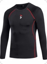 gladiator sports long sleeve compression top black with red