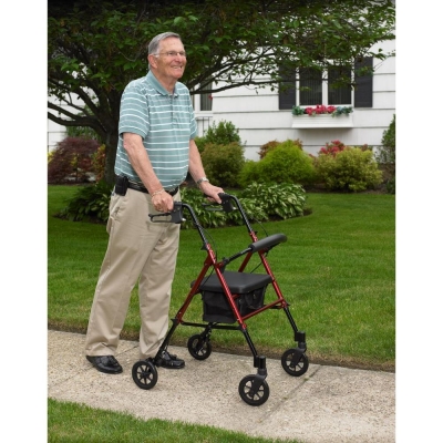 medidu premium lightweight rollator foldable holded by old man