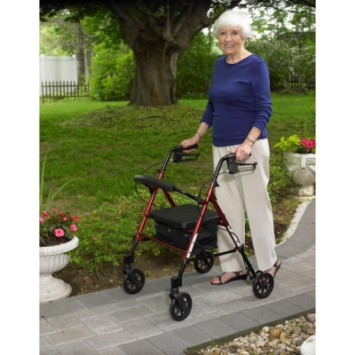 medidu premium lightweight rollator foldable holded by old lady